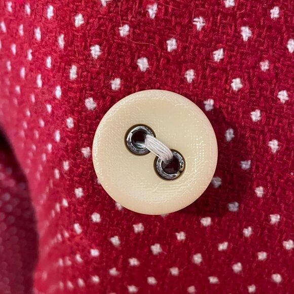 Anthropologie Sanctuary Clothing Retro Red Coat with white Polka Dots - Picture 9 of 14